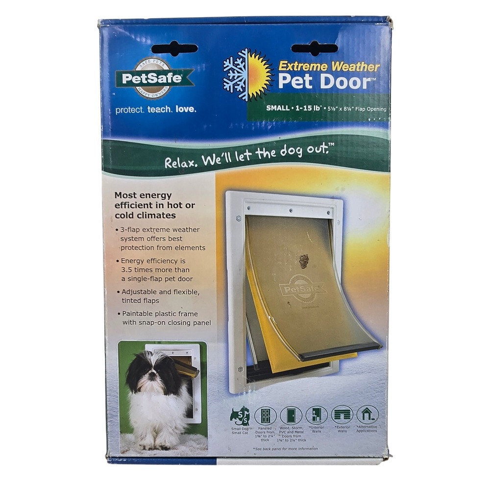 PetSafe Extreme Weather Pet Door 3-Flap Insulated White Small 1-15lb PPA11-10764
